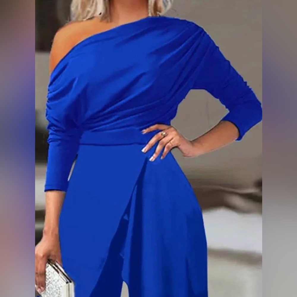 Cobalt Blue Gala Onesier - Royal Cut, Stylizing Effect and Wide Leg